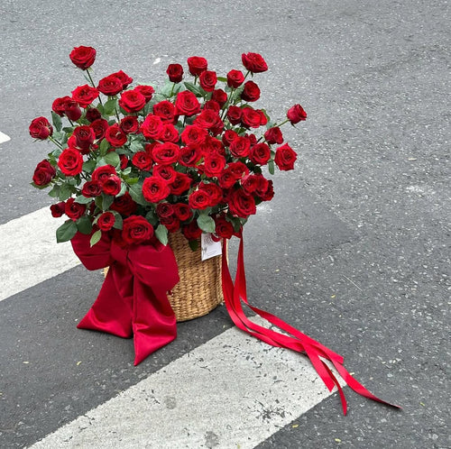 Be Mine Red Roses Basket